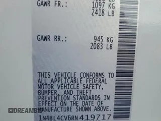2024 Nissan Altima SR with VIN 1N4BL4CV6RN419717, listed as a Copart auction lot 60755035 with 6,458 mi miles and Salvage title. Bid and sale history available at DreamBid. Image 12.