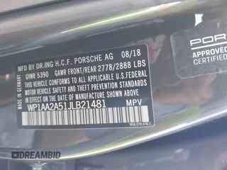 2018 Porsche Macan with VIN WP1AA2A51JLB21481, listed as a IAAI auction lot 42750163 with 29,339 mi miles and . Bid and sale history available at DreamBid. Image 9.