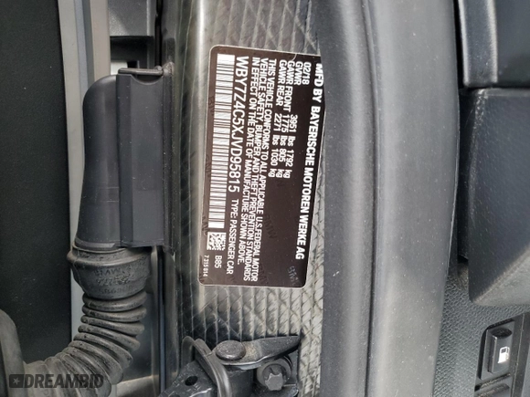 2018 BMW i3 with VIN WBY7Z4C5XJVD95815, listed as a Copart auction lot 43468635 with 0 mi miles and Salvage Title. Bid and sale history available at carsss.com. Image 13.