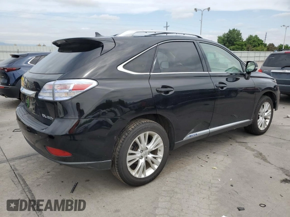 2012 Lexus RX 450h with VIN JTJBC1BA1C2046549, listed as a Copart auction lot 59637875 with 114,353 mi miles and Salvage title. Bid and sale history available at DreamBid. Image 3.