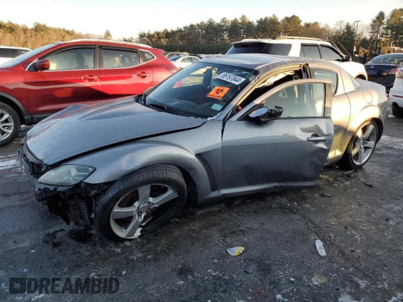 2005 Mazda RX-8 with VIN JM1FE173250145548, listed as a Copart auction lot 86197844 with Not Provided miles and Salvage Title. Bid and sale history available at carsss.com. Image 1.