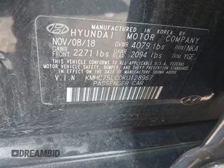 2019 Hyundai Ioniq SEL with VIN KMHC75LC0KU128967, listed as a IAAI auction lot 42190437 with 124,938 mi miles and . Bid and sale history available at DreamBid. Image 9.