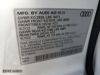 2025 Audi Q8 Prestige with VIN WA1FVBF10SD005034, listed as a Copart auction lot 44012995 with 224 mi miles and Salvage Title. Bid and sale history available at carsss.com. Image 15.