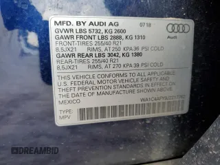 2018 Audi SQ5 Prestige with VIN WA1C4AFY9J2217762, listed as a Copart auction lot 60276294 with 96,861 mi miles and Salvage Title. Bid and sale history available at DreamBid. Image 13.