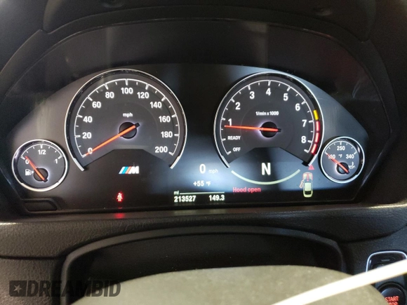 2015 BMW M4 with VIN WBS3R9C55FF708841, listed as a Copart auction lot 37322644 with 213,527 mi miles. Bid and sale history available at carsss.com. Image 9.