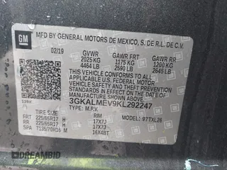 2019 GMC Terrain SLE z VIN 3GKALMEV9KL292247, wystawiony jako IAAI lot #42530403 z przebiegiem 35 771 mil mil oraz . Historia ofert i sprzedaży dostępna na DreamBid. Obrazek 9.