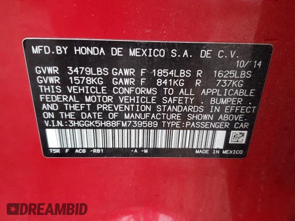 2015 Honda Fit EX-L with VIN 3HGGK5H88FM739589, listed as a Copart auction lot 45056475 with 76,106 mi miles and Salvage Title. Bid and sale history available at carsss.com. Image 12.