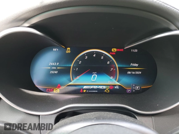2021 Mercedes-Benz C 43 AMG with VIN W1KWJ6EB3MG096908, listed as a Copart auction lot 67187194 with 25,240 mi miles and Salvage title. Bid and sale history available at DreamBid. Image 9.
