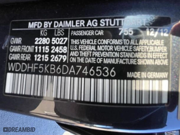 2013 Mercedes-Benz E-Class E 350 Luxury with VIN WDDHF5KB6DA746536, listed as a Copart auction lot 51550665 with 158,468 mi miles and Clean Title. Bid and sale history available at carsss.com. Image 10.