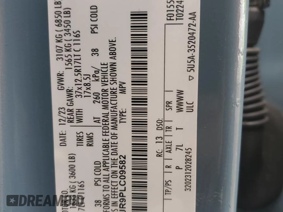 2023 Ford Bronco Raptor with VIN 1FMEE5JR9PLC09582, listed as a Copart auction lot 55841805 with 873 mi miles and Salvage Title. Bid and sale history available at DreamBid. Image 14.