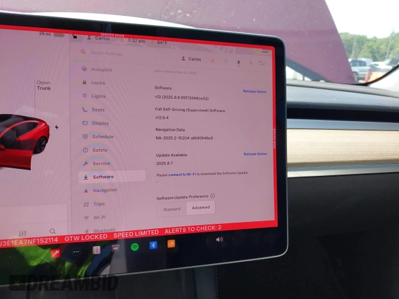2022 Tesla Model 3 with VIN 5YJ3E1EA7NF152114, listed as a IAAI auction lot 42097399 with 96,726 mi miles. Bid and sale history available at carsss.com. Image 19.