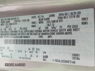 2017 Ford Escape Titanium with VIN 1FMCU0JD3HUB19602, listed as a IAAI auction lot 41816296 with 70,311 mi miles. Bid and sale history available at carsss.com. Image 9.
