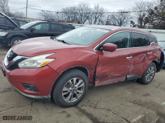 2016 Nissan Murano S with VIN 5N1AZ2MH4GN123640, listed as a Copart auction lot 44959625 with 159,739 mi miles and Salvage Title. Bid and sale history available at carsss.com. Image 1.