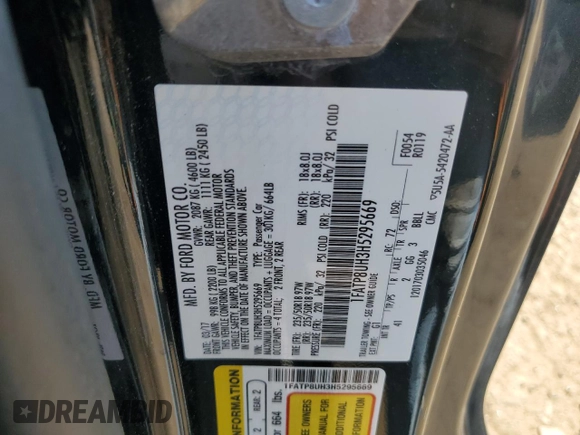 2017 Ford Mustang EcoBoost Premium with VIN 1FATP8UH3H5295669, listed as a Copart auction lot 63265315 with 65,029 mi miles and Clean title. Bid and sale history available at DreamBid. Image 12.