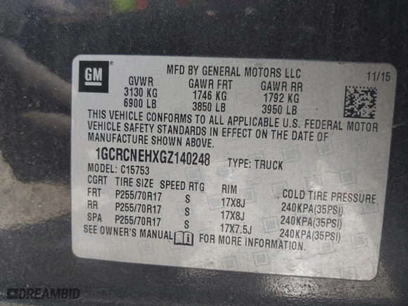 2016 Chevrolet Silverado 1500 LS with VIN 1GCRCNEHXGZ140248, listed as a IAAI auction lot 41647608 with 95,657 mi miles. Bid and sale history available at carsss.com. Image 9.