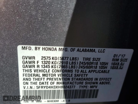 2017 Acura MDX z VIN 5FRYD4H3XHB024377, wystawiony jako Copart lot #54453355 z przebiegiem 108 031 mil mil oraz Szkoda całkowita • Salvage title. Historia ofert i sprzedaży dostępna na DreamBid. Obrazek 12.