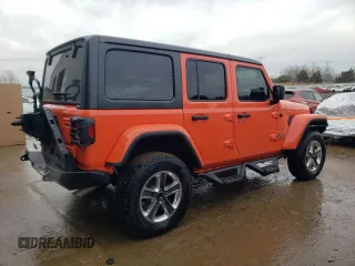 2018 Jeep Wrangler Unlimited Sahara z VIN 1C4HJXEG3JW248594, wystawiony jako Copart lot #46171035 z przebiegiem 78 979 mil mil oraz Szkoda całkowita • Salvage title. Historia ofert i sprzedaży dostępna na DreamBid. Obrazek 3.