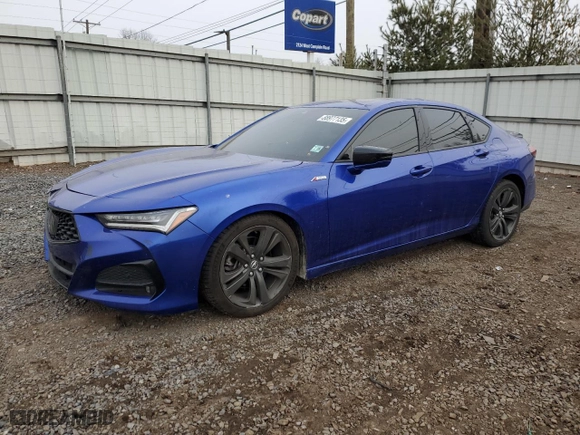 2021 Acura TLX w/A-Spec Package with VIN 19UUB5F55MA000122, listed as a Copart auction lot 88977135 with 29,339 mi miles and Salvage Title. Bid and sale history available at carsss.com. Image 1.