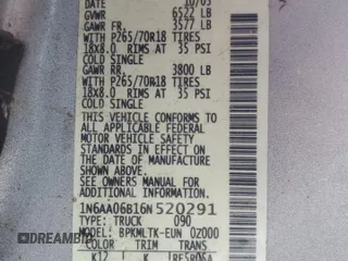 2006 Nissan Titan XE with VIN 1N6AA06B16N520291, listed as a Copart auction lot 86431734 with Not Provided miles and Clean Title. Bid and sale history available at carsss.com. Image 12.