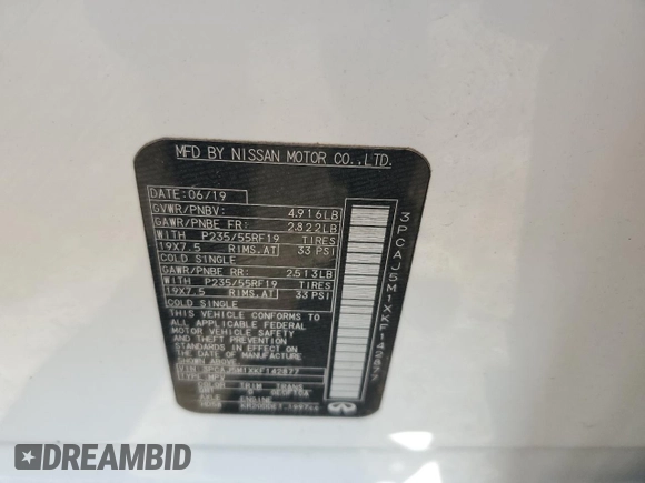 2019 Infiniti QX50 Essential с VIN 3PCAJ5M1XKF142877, выставлен на аукционе Copart как лот 62128735 с пробегом 46 758 миль миль и Списание • Salvage title. История ставок и продаж доступна на DreamBid. Изображение 13.