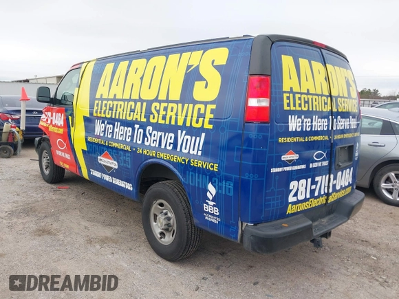 2023 Chevrolet Express Cargo with VIN 1GCWGAFP3P1219054, listed as a IAAI auction lot 41615581 with 36,622 mi miles and . Bid and sale history available at DreamBid. Image 3.