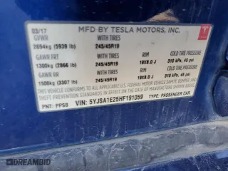 2017 Tesla Model S 100D with VIN 5YJSA1E25HF191059, listed as a Copart auction lot 49171575 with 174,766 mi miles and Salvage Title. Bid and sale history available at carsss.com. Image 13.