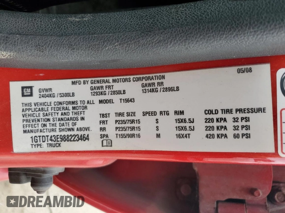 2008 GMC Canyon SLE2 with VIN 1GTDT43E988223464, listed as a Copart auction lot 72908174 with 202,319 mi miles and Clean Title. Bid and sale history available at carsss.com. Image 13.