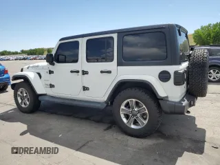 2020 Jeep Wrangler Unlimited Sahara with VIN 1C4HJXEN0LW161222, listed as a Copart auction lot 63681485 with 80,957 mi miles and Salvage title. Bid and sale history available at DreamBid. Image 2.