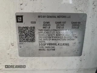 2020 Chevrolet Bolt EV LT z VIN 1G1FY6S00L4118381, wystawiony jako Copart lot #58936645 z przebiegiem 29 539 mil mil oraz Nie do naprawy • Non repairable. Historia ofert i sprzedaży dostępna na DreamBid. Obrazek 12.