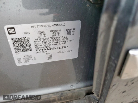 2022 Cadillac XT5 FWD Luxury z VIN 1GYKNAR47NZ116377, wystawiony jako Copart lot #55828415 z przebiegiem 62 276 mil mil oraz Czysty tytuł • Clean title. Historia ofert i sprzedaży dostępna na DreamBid. Obrazek 13.