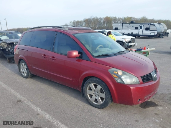 2005 Nissan Quest with VIN 5N1BV28U15N138844, listed as a IAAI auction lot 42005350 with 187,244 mi miles. Bid and sale history available at carsss.com. Image 1.