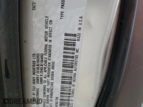 2004 Subaru Legacy Outback с VIN 4S3BH675347621705, выставлен на аукционе Copart как лот 58651835 с пробегом 118 110 миль миль и Списание • Salvage title. История ставок и продаж доступна на DreamBid. Изображение 13.