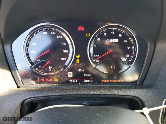 2019 BMW M2 Competition with VIN WBS2U7C56KVB09304, listed as a Copart auction lot 72571403 with 75,549 mi miles. Bid and sale history available at carsss.com. Image 9.