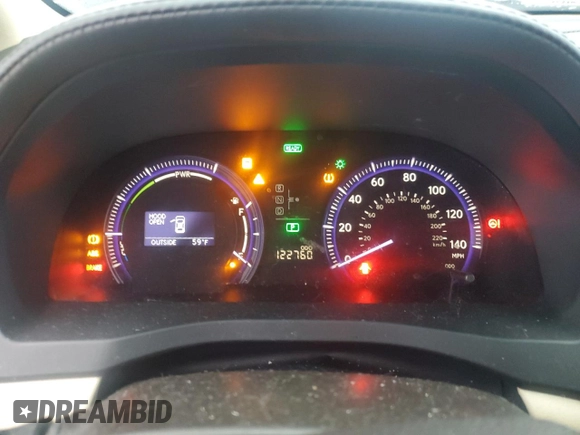 2010 Lexus HS 250h with VIN JTHBB1BA5A2037077, listed as a Copart auction lot 80104224 with 122,760 mi miles and Salvage Title. Bid and sale history available at DreamBid. Image 9.