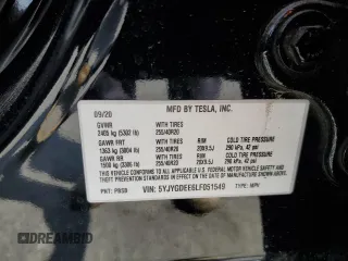 2020 Tesla Model Y Long Range with VIN 5YJYGDEE6LF051549, listed as a Copart auction lot 55063805 with 77,861 mi miles and Salvage Title. Bid and sale history available at DreamBid. Image 13.