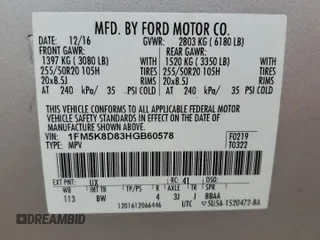 2017 Ford Explorer XLT z VIN 1FM5K8D83HGB60578, wystawiony jako Copart lot #59184795 z przebiegiem 100 850 mil mil oraz Szkoda całkowita • Salvage title. Historia ofert i sprzedaży dostępna na DreamBid. Obrazek 13.