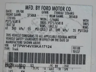 2009 Ford F-150 XL with VIN 1FTPW14VX9KA17124, listed as a Copart auction lot 55144375 with 257,748 mi miles and Salvage title. Bid and sale history available at DreamBid. Image 12.