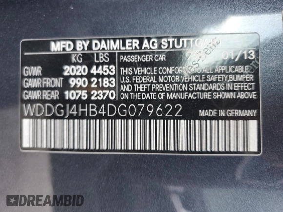 2013 Mercedes-Benz C 250 with VIN WDDGJ4HB4DG079622, listed as a Copart auction lot 45605035 with 109,180 mi miles and Salvage Title. Bid and sale history available at DreamBid. Image 12.