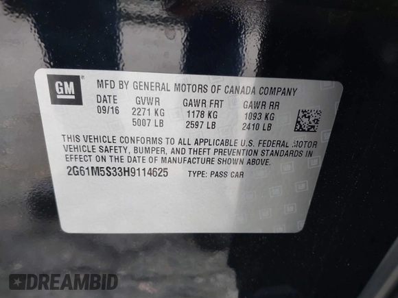 2017 Cadillac XTS Luxury with VIN 2G61M5S33H9114625, listed as a IAAI auction lot 42349471 with 98,414 mi miles and . Bid and sale history available at DreamBid. Image 9.