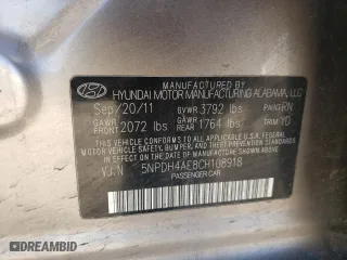 2012 Hyundai Elantra Limited with VIN 5NPDH4AE8CH108918, listed as a Copart auction lot 48794735 with 0 mi miles and Salvage Title. Bid and sale history available at carsss.com. Image 12.