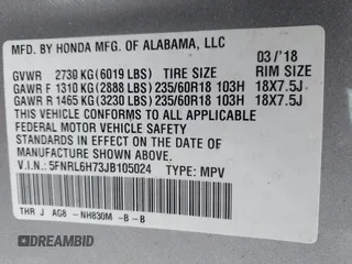 2018 Honda Odyssey EX-L with VIN 5FNRL6H73JB105024, listed as a IAAI auction lot 41663862 with 76,172 mi miles. Bid and sale history available at carsss.com. Image 9.