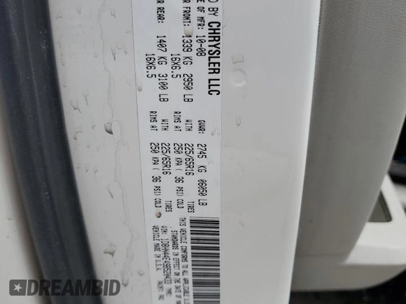2009 Dodge Grand Caravan SE z VIN 1D8HN44E49B520433, wystawiony jako Copart lot #59439605 z przebiegiem Nie podano mil oraz Szkoda całkowita • Salvage title. Historia ofert i sprzedaży dostępna na DreamBid. Obrazek 13.