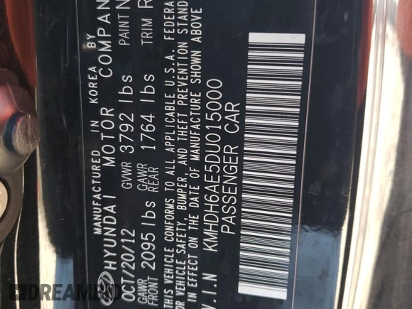 2013 Hyundai Elantra Coupe GS with VIN KMHDH6AE5DU015000, listed as a Copart auction lot 86736964 with 171,320 mi miles and Salvage Title. Bid and sale history available at carsss.com. Image 12.