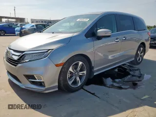2020 Honda Odyssey Touring z VIN 5FNRL6H8XLB044086, wystawiony jako Copart lot #59405235 z przebiegiem 55 120 mil mil oraz Szkoda całkowita • Salvage title. Historia ofert i sprzedaży dostępna na DreamBid. Obrazek 1.