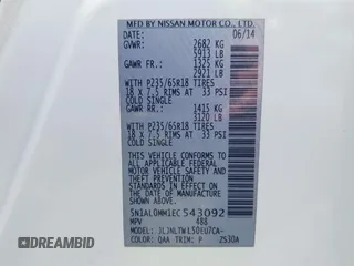 2014 Infiniti QX60 with VIN 5N1AL0MM1EC543092, listed as a IAAI auction lot 42784721 with 176,448 mi miles and . Bid and sale history available at DreamBid. Image 9.