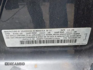 2006 Volkswagen Jetta Value Edition с VIN 3VWPF71K56M711525, выставлен на аукционе IAAI как лот 42456621 с пробегом 137 222 миль миль и . История ставок и продаж доступна на DreamBid. Изображение 9.