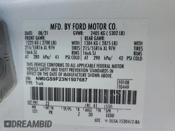 2022 Ford Transit Connect XLT z VIN NM0GS9F23N1507687, wystawiony jako Copart lot #50866355 z przebiegiem 111 417 mil mil oraz Czysty tytuł • Clean title. Historia ofert i sprzedaży dostępna na DreamBid. Obrazek 13.