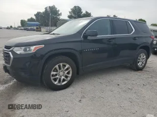 2018 Chevrolet Traverse LS z VIN 1GNERFKW2JJ150159, wystawiony jako Copart lot #53210885 z przebiegiem 96 022 mil mil oraz Szkoda całkowita • Salvage title. Historia ofert i sprzedaży dostępna na DreamBid. Obrazek 1.