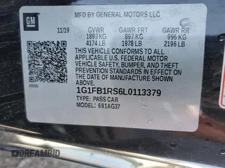 2020 Chevrolet Camaro 1LT с VIN 1G1FB1RS6L0113379, выставлен на аукционе Copart как лот 58024045 с пробегом 80 563 миль миль и Списание • Salvage title. История ставок и продаж доступна на DreamBid. Изображение 13.