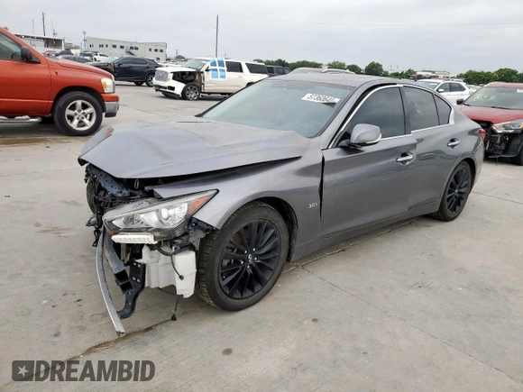 2020 Infiniti Q50 Luxe z VIN JN1EV7AP9LM202864, wystawiony jako Copart lot #57360645 z przebiegiem 82 472 mil mil oraz Czysty tytuł • Clean title. Historia ofert i sprzedaży dostępna na DreamBid. Obrazek 1.